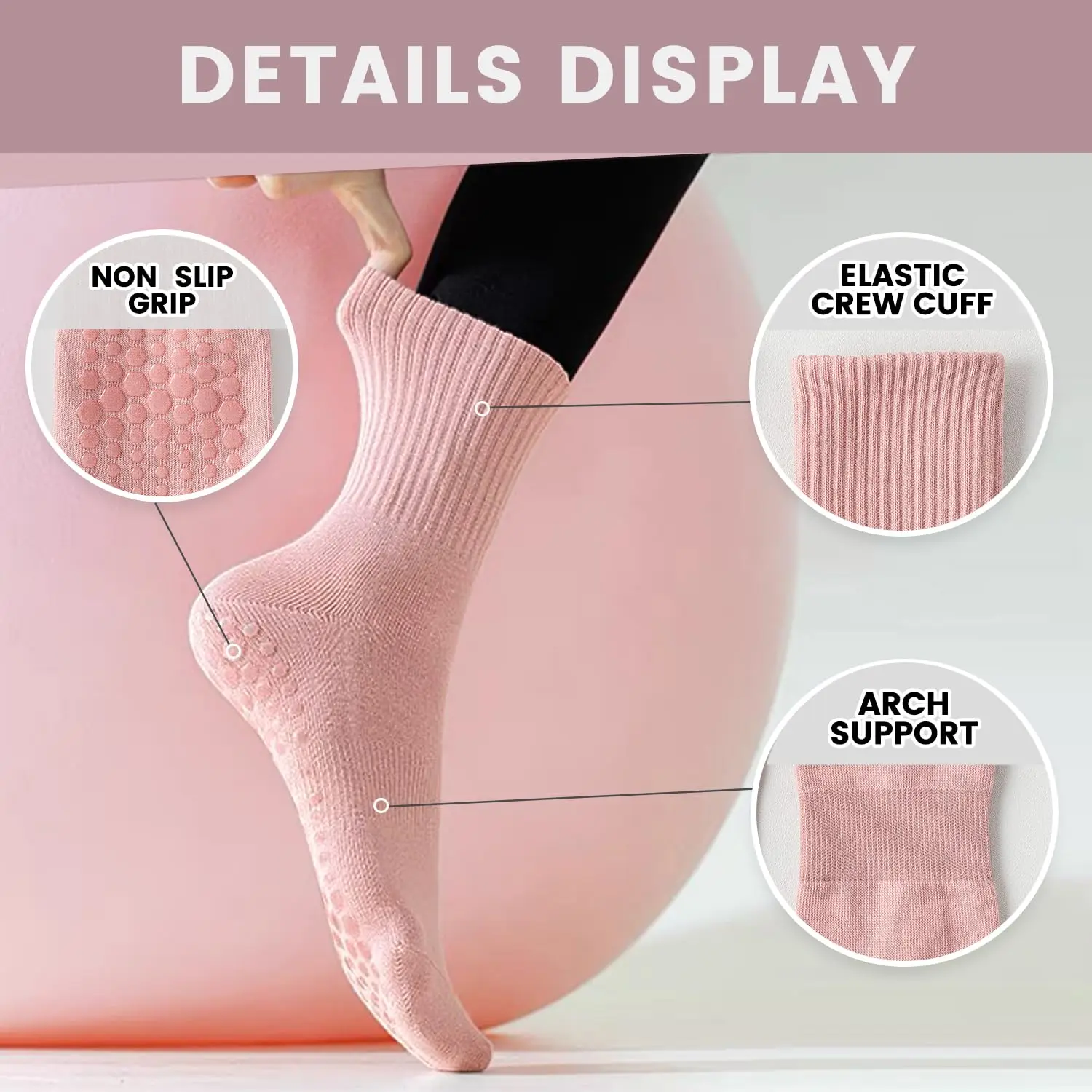 4 pairs of women's yoga socks, - Pilates & Yoga Training Center review and price
